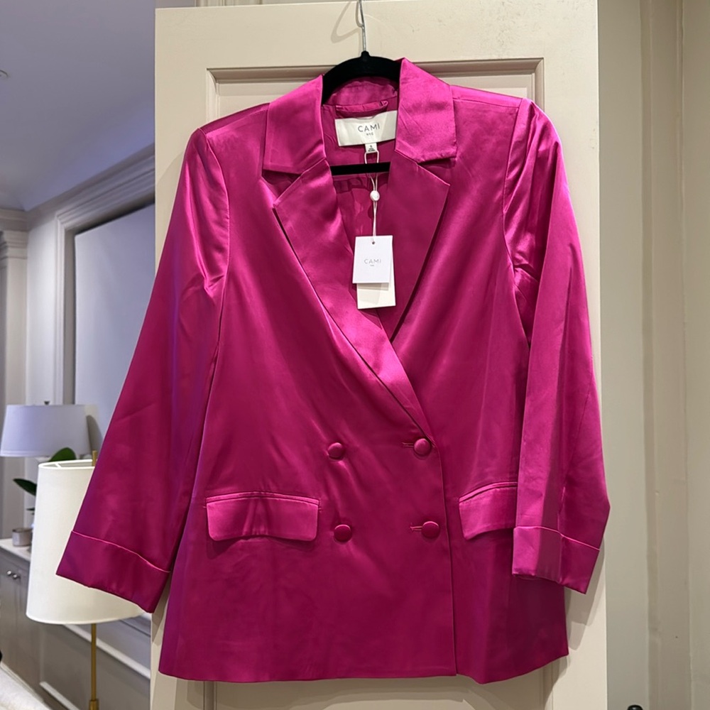 Cami NYC Women's Pink Pacey Double Breasted Silk Blazer Jacket